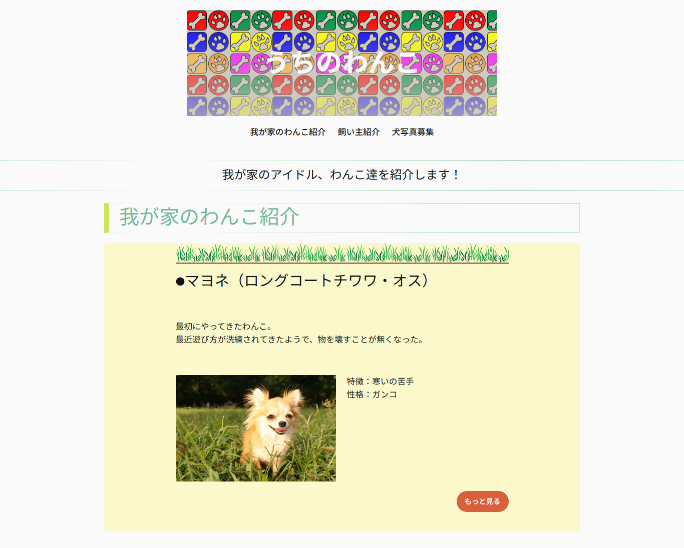 うちのわんこサイトのイメージ